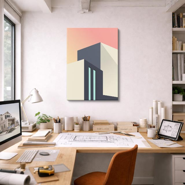 Cuadro canvas Fachada Gris Calido - Ilustraciones Arquitectonicas Urbano y Arquitectura - Vista Lifestyle