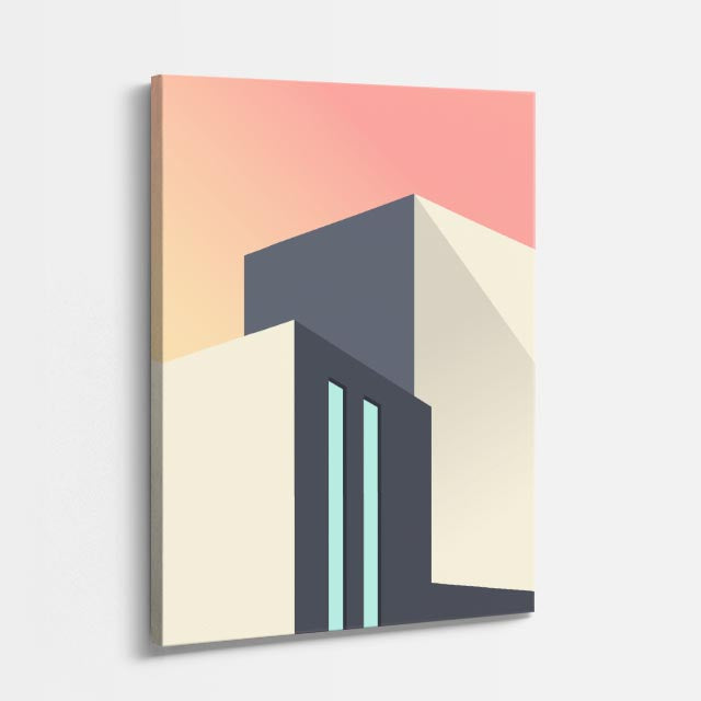 Cuadro canvas Fachada Gris Calido - Ilustraciones Arquitectonicas Urbano y Arquitectura - Vista Perspectiva