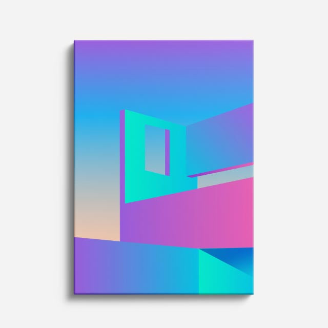 Cuadro canvas Corredor Neon Morado - Ilustraciones Arquitectonicas Urbano y Arquitectura - Vista Frente