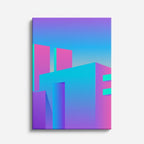 Cuadro canvas Volumenes Neon Fucsia - Ilustraciones Arquitectonicas Urbano y Arquitectura - Vista Frente