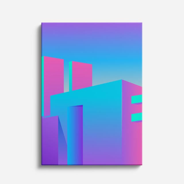 Cuadro canvas Volumenes Neon Fucsia - Ilustraciones Arquitectonicas Urbano y Arquitectura - Vista Frente