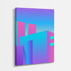 Cuadro canvas Volumenes Neon Fucsia - Ilustraciones Arquitectonicas Urbano y Arquitectura - Vista Perspectiva
