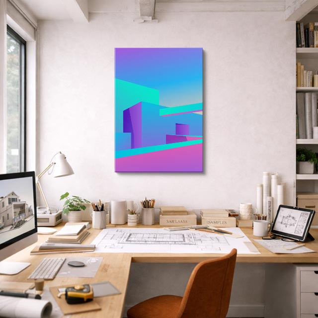 Cuadro canvas Geometria Neon Teal - Ilustraciones Arquitectonicas Urbano y Arquitectura - Vista Lifestyle