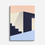 Cuadro canvas Escalera Azul Atardecer - Ilustraciones Arquitectonicas Urbano y Arquitectura - Vista Frente