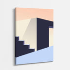 Cuadro canvas Escalera Azul Atardecer - Ilustraciones Arquitectonicas Urbano y Arquitectura - Vista Perspectiva