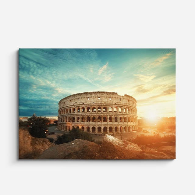 Cuadro canvas Coliseo Romano Cielo Dramatico - Maravillas del Mundo Urbano y Arquitectura - Vista Frente