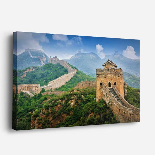 Cuadro canvas Muralla China Serpiente Verde - Maravillas del Mundo Urbano y Arquitectura - Vista Perspectiva