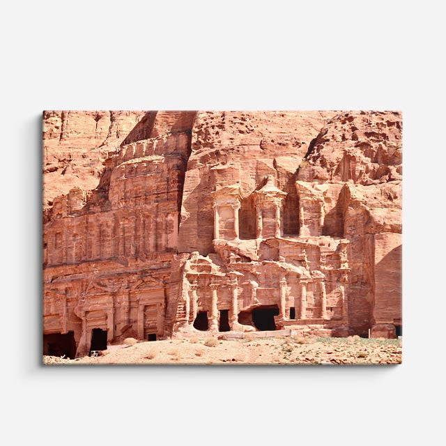 Cuadro canvas Petra Tesoro Roca Rosa - Maravillas del Mundo Urbano y Arquitectura - Vista Frente