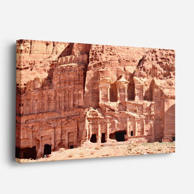 Cuadro canvas Petra Tesoro Roca Rosa - Maravillas del Mundo Urbano y Arquitectura - Vista Perspectiva