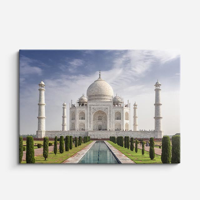Cuadro canvas Taj Mahal Jardin Simetrico - Maravillas del Mundo Urbano y Arquitectura - Vista Frente