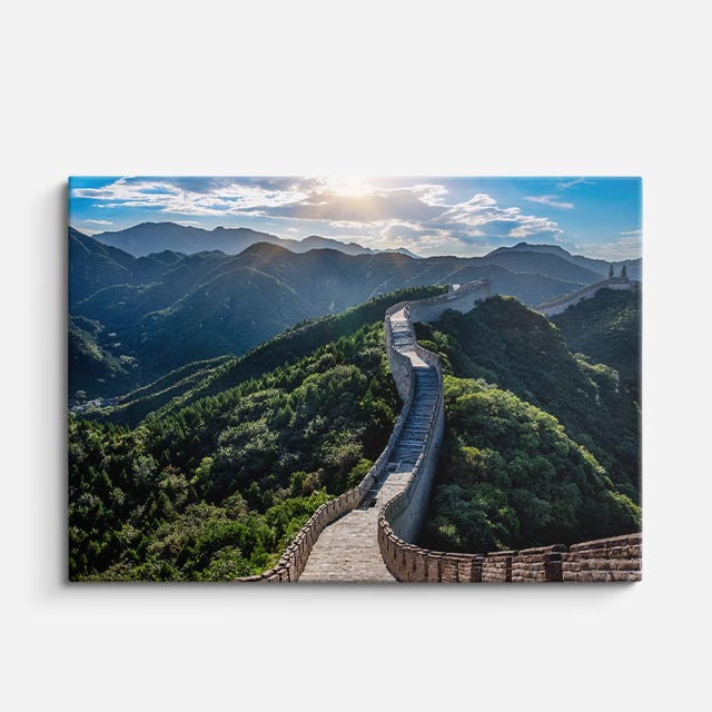 Cuadro canvas Muralla China Montanas Verdes - Maravillas del Mundo Urbano y Arquitectura - Vista Frente