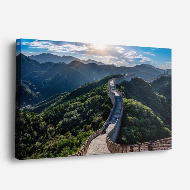 Cuadro canvas Muralla China Montanas Verdes - Maravillas del Mundo Urbano y Arquitectura - Vista Perspectiva