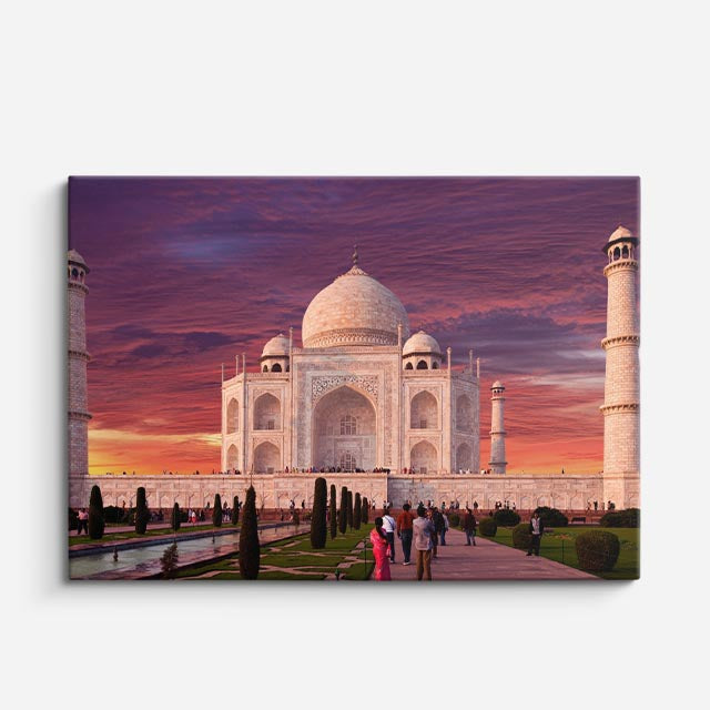 Cuadro canvas Taj Mahal Atardecer Dramatico - Maravillas del Mundo Urbano y Arquitectura - Vista Frente