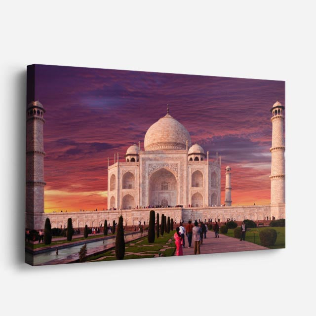 Cuadro canvas Taj Mahal Atardecer Dramatico - Maravillas del Mundo Urbano y Arquitectura - Vista Perspectiva
