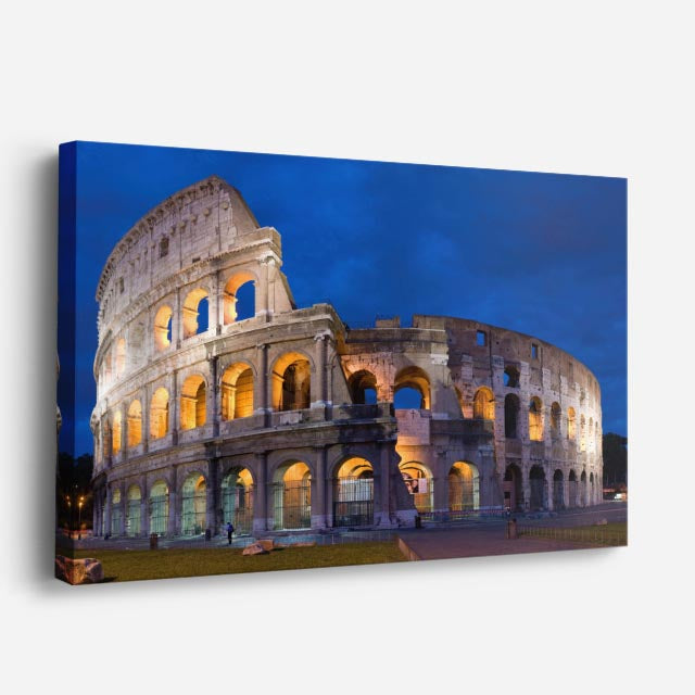 Cuadro canvas Coliseo Romano Noche Dorada - Maravillas del Mundo Urbano y Arquitectura - Vista Perspectiva