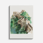 Cuadro canvas Muralla China Acuarela - Maravillas del Mundo Urbano y Arquitectura - Vista Frente