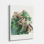 Cuadro canvas Muralla China Acuarela - Maravillas del Mundo Urbano y Arquitectura - Vista Perspectiva
